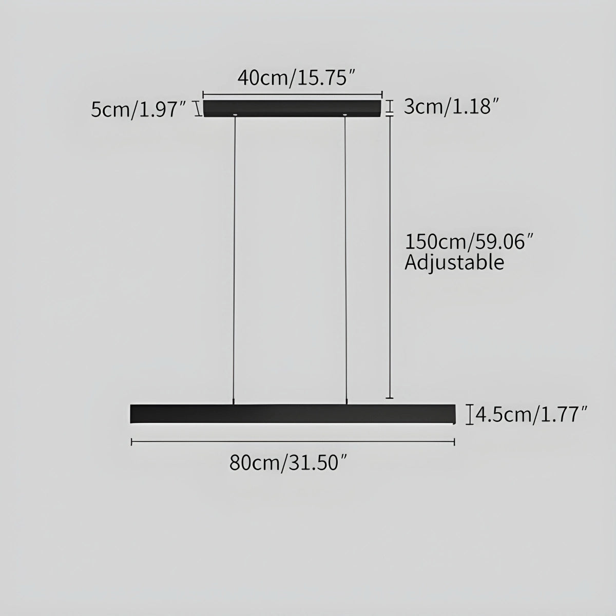 modern linear pendant light size