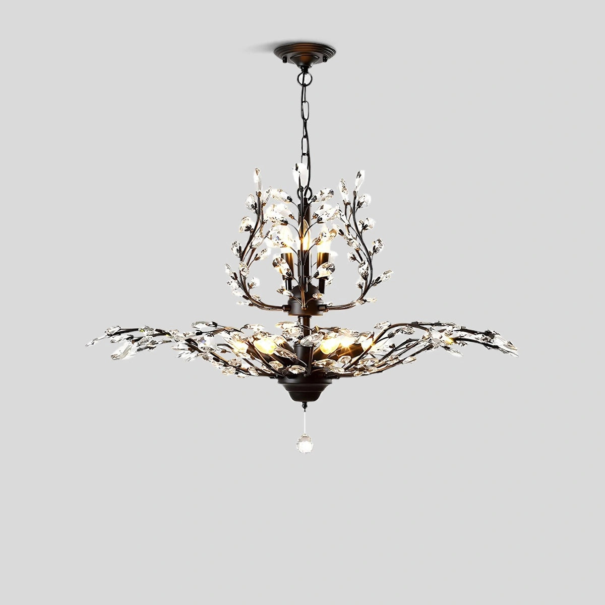 Antizer Tree Branch Crystal Chandelier for Living Room Black 98cm / 38.58"