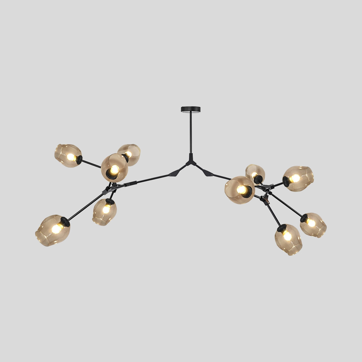 Antizer Freya Modern Glass Chandelier Black Amber 10 Heads