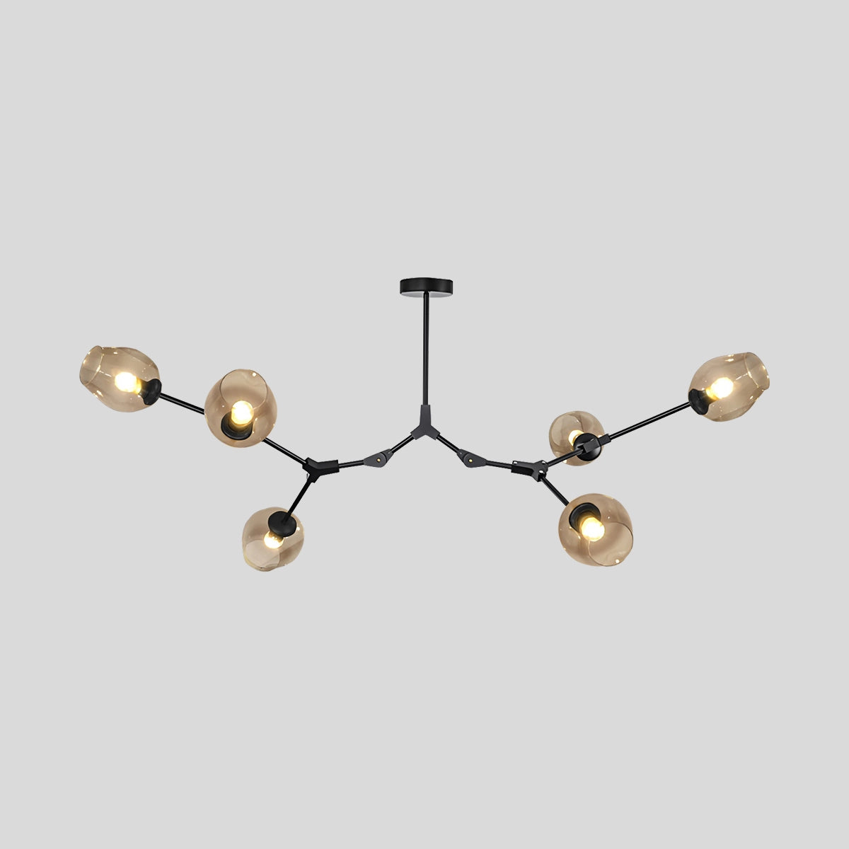 Antizer Freya Modern Glass Chandelier Black Amber 6 Heads