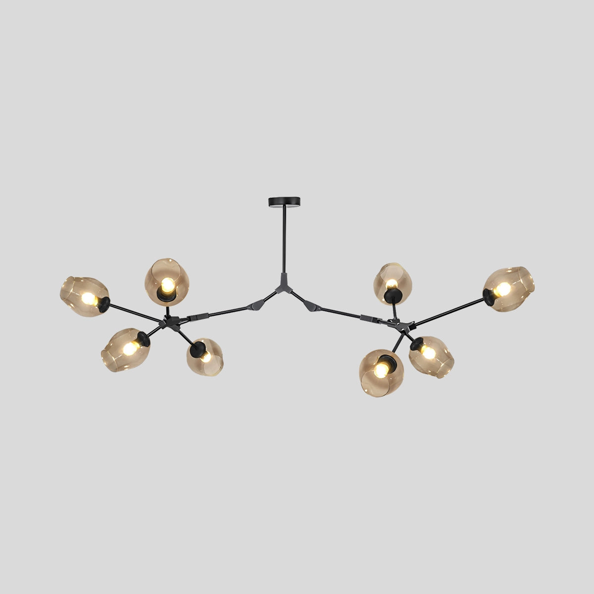 Antizer Freya Modern Glass Chandelier Black Amber 8 Heads