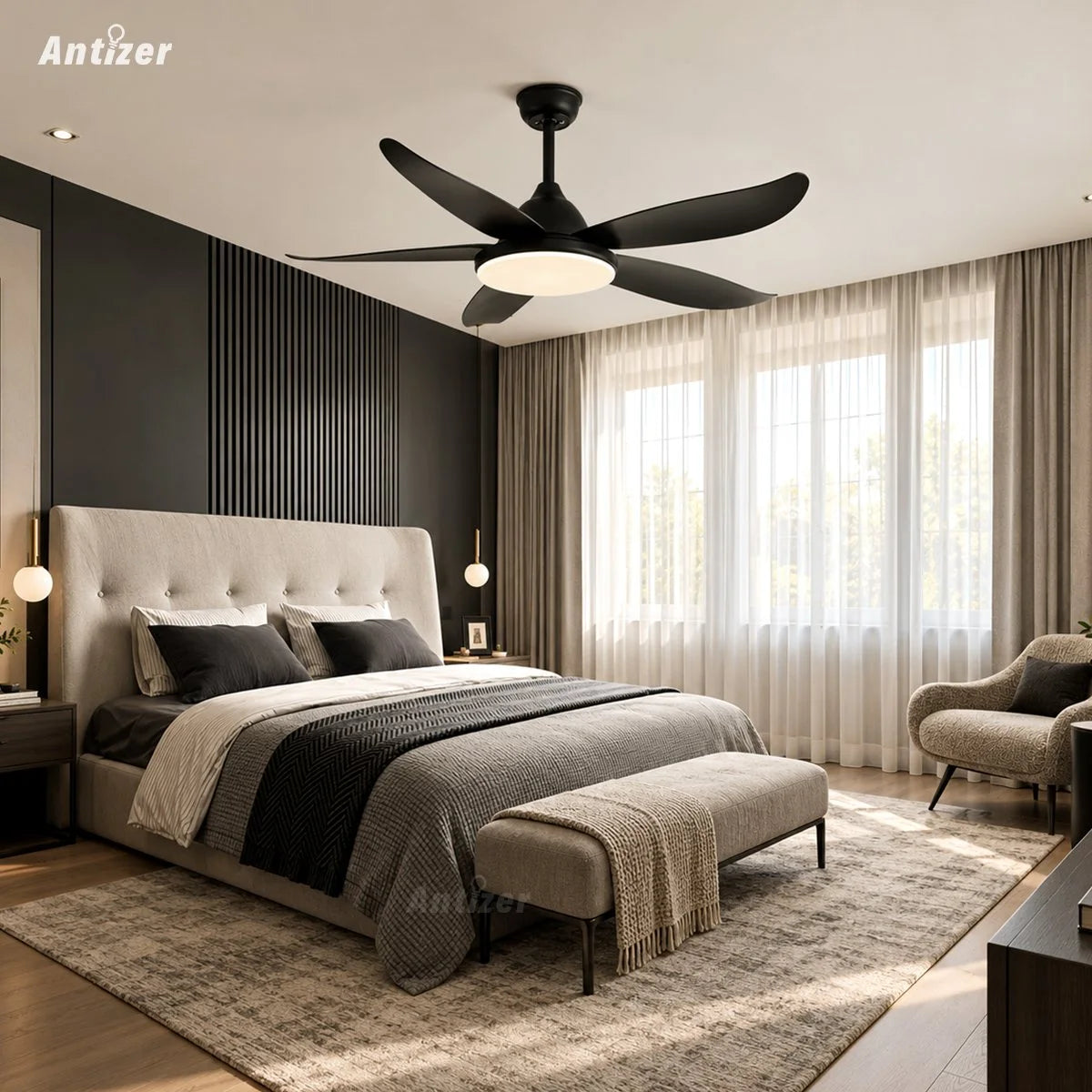 Antizer 5 Blade Contemporary Ceiling Fan Lamp