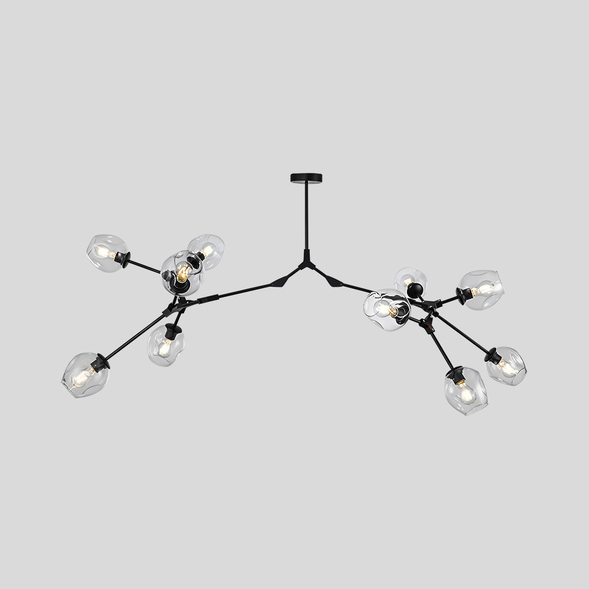 Antizer Freya Modern Glass Chandelier Black Clear 10 Heads