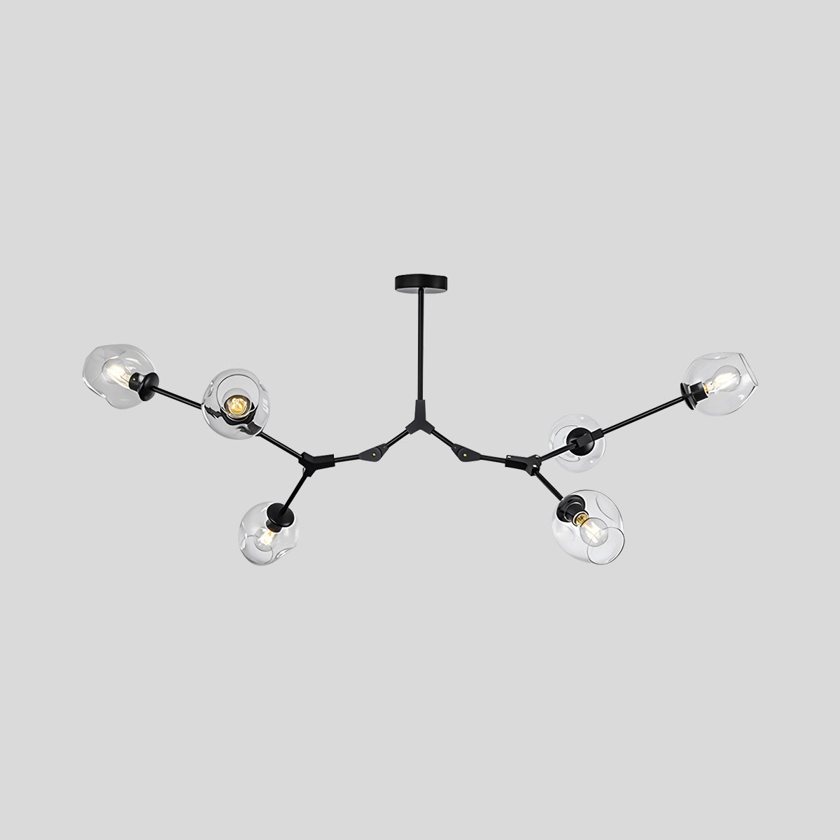 Antizer Freya Modern Glass Chandelier Black Clear 6 Heads