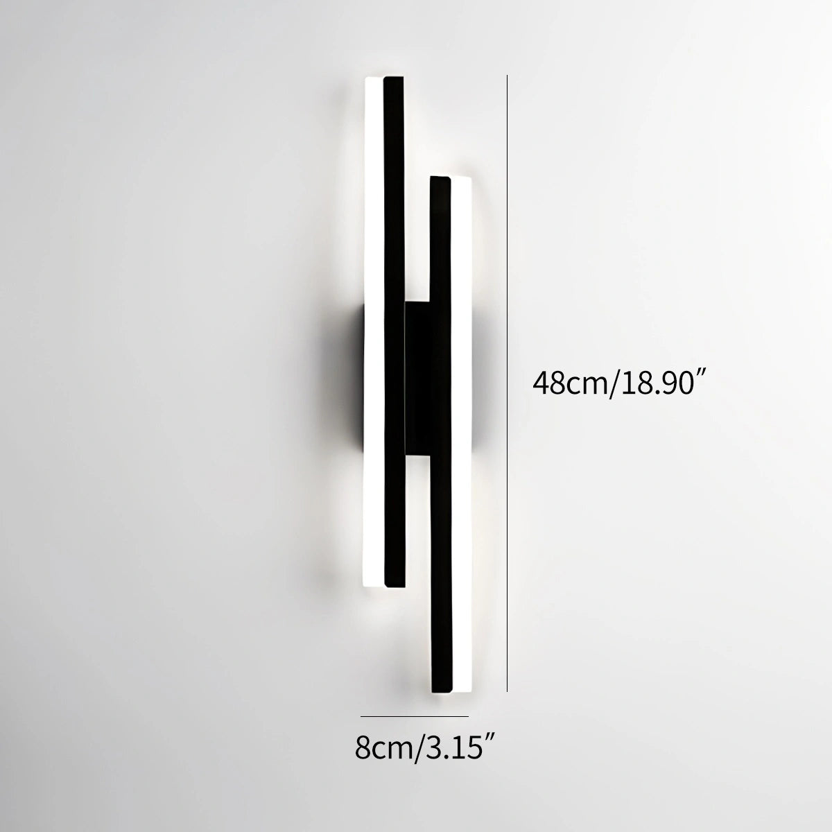 Antier Alana Minimalist H-Shaped Wall Lamp Black Left 48cm / 18.90“