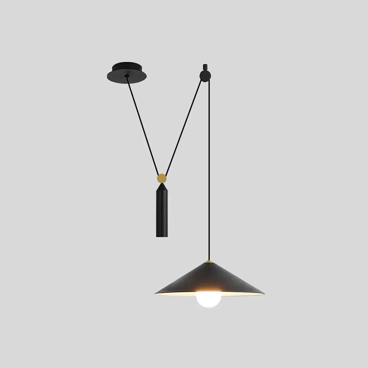 Antizer Cone Counterweight Pulley Swag Pendant Lamp Black D42cm/16.5"