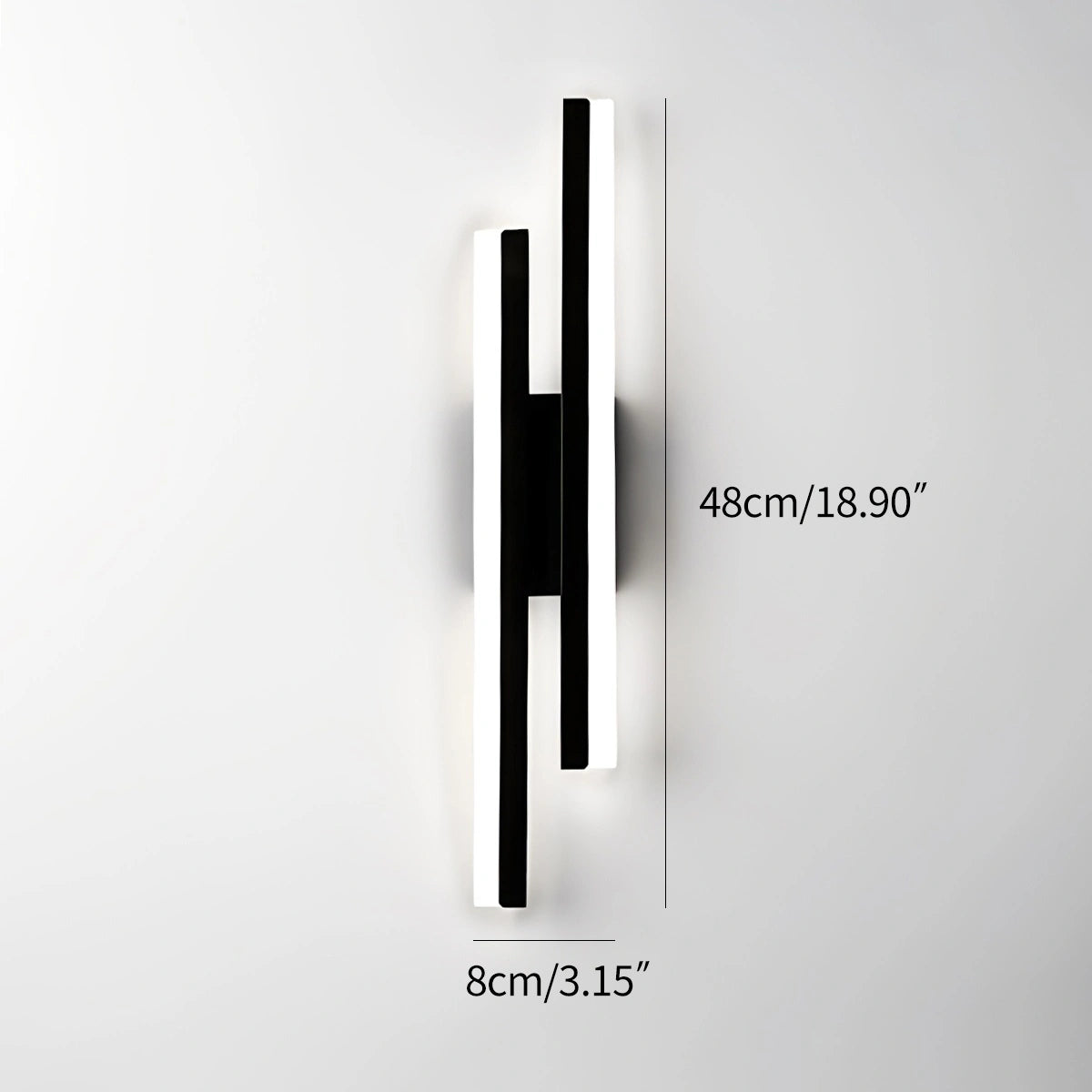 Antier Alana Minimalist H-Shaped Wall Lamp Black Right 48cm / 18.90“