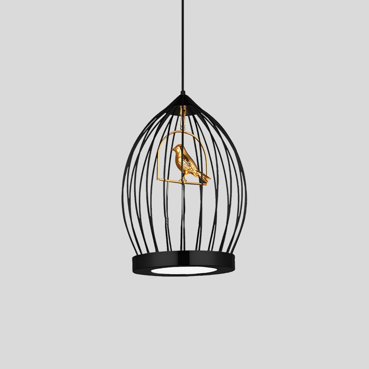 Antizer Creative Birdcage Pendant Light for Living Room Black Round Warm Light