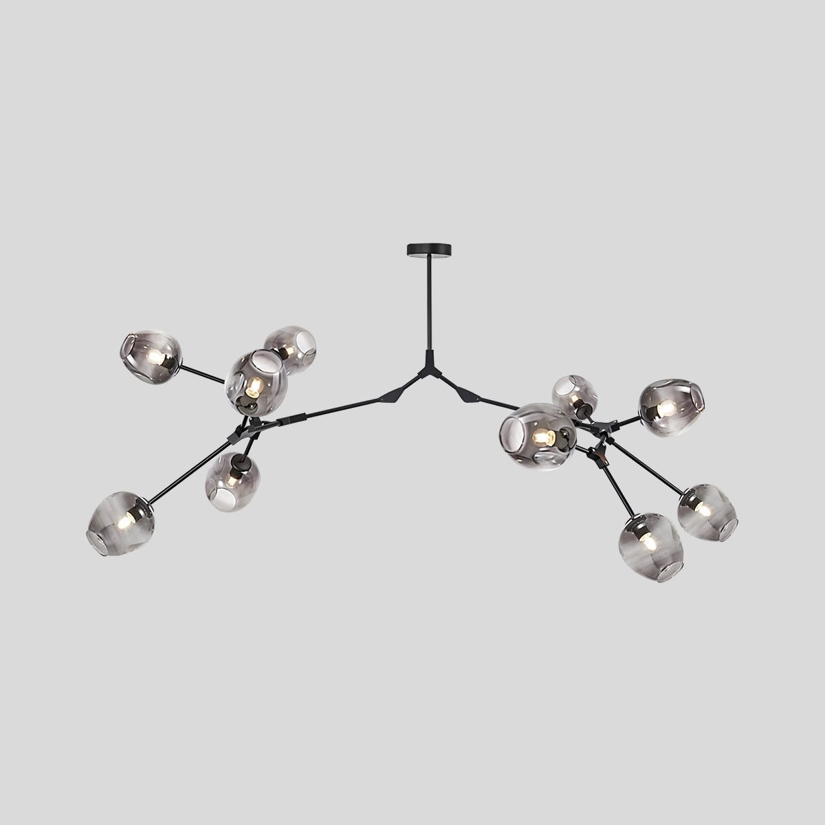 Antizer Freya Modern Glass Chandelier Black Smoke Grey Gradient 10 Heads