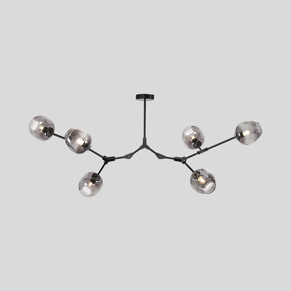 Antizer Freya Modern Glass Chandelier Black Smoke Grey Gradient 6 Heads
