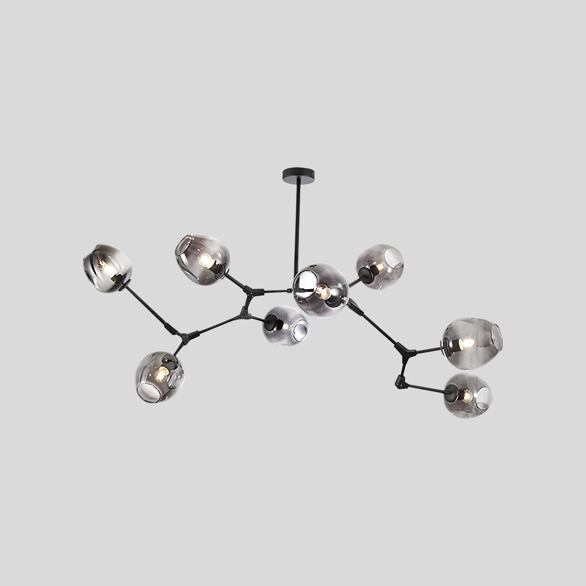 Antizer Freya Modern Glass Chandelier Black Smoke Grey Gradient 8 Heads