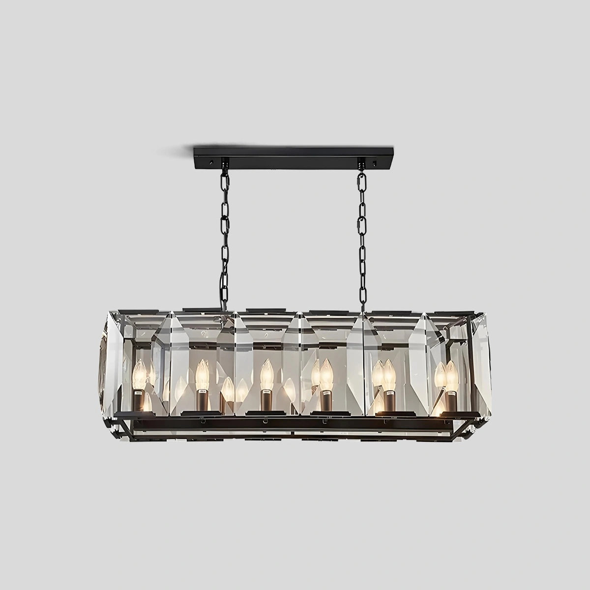 Antizer Rectangular Glass Chandelier Black