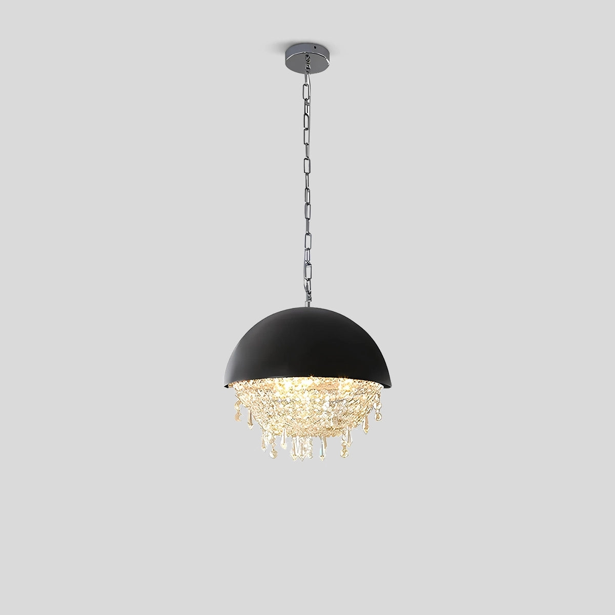 Antizer Spherical Crystal Chandelier Globe Pendant Light Black