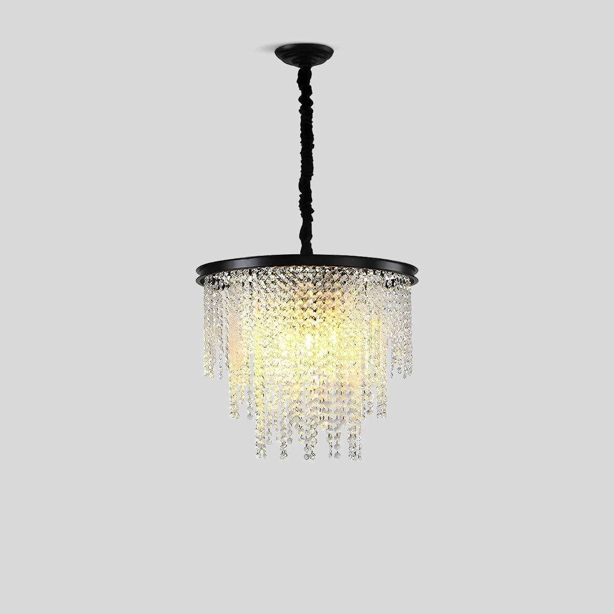 Antizer Octagonal Beaded Crystal Chandelier Black