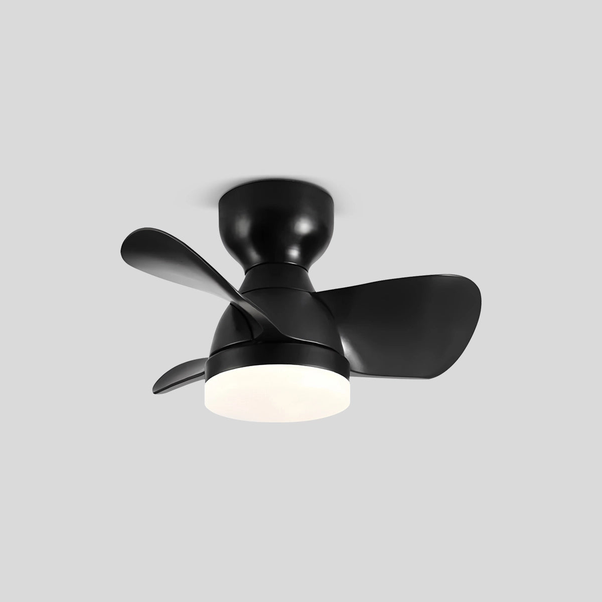 Antizer Small Flush Mount Ceiling Fan with Light Black Dia 55cm / 22"
