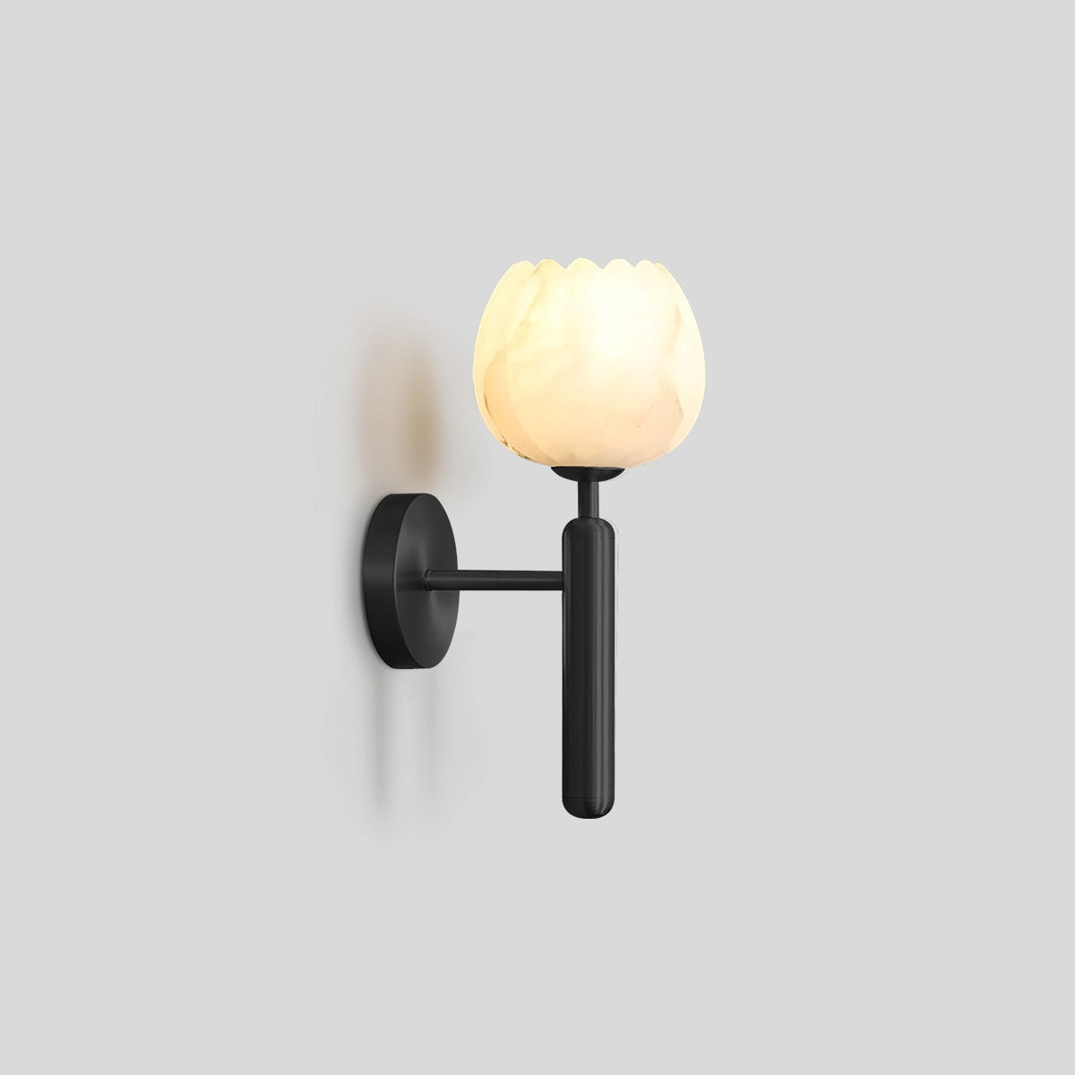 Antizer Creative Flower Shaped Alabaster Wall Lamp Black Warm Light