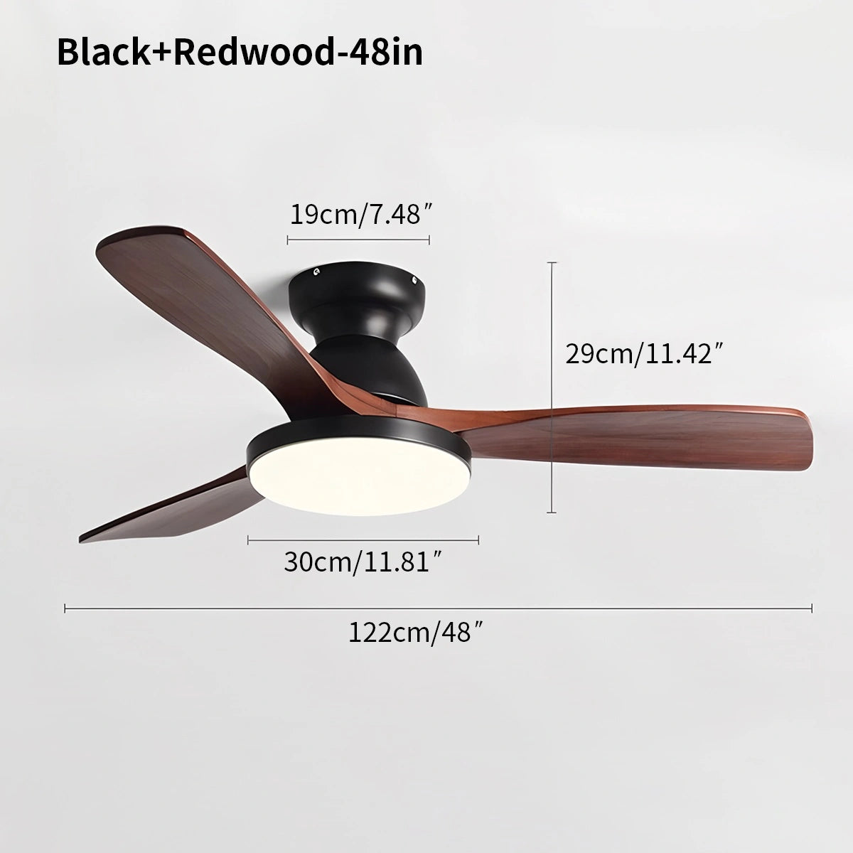 Antizer Vintage 3-leaf Wood Ceiling Fan Lamp