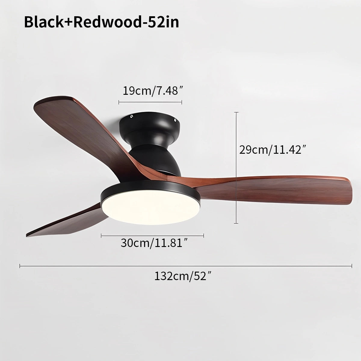 Antizer Vintage 3-leaf Wood Ceiling Fan Lamp