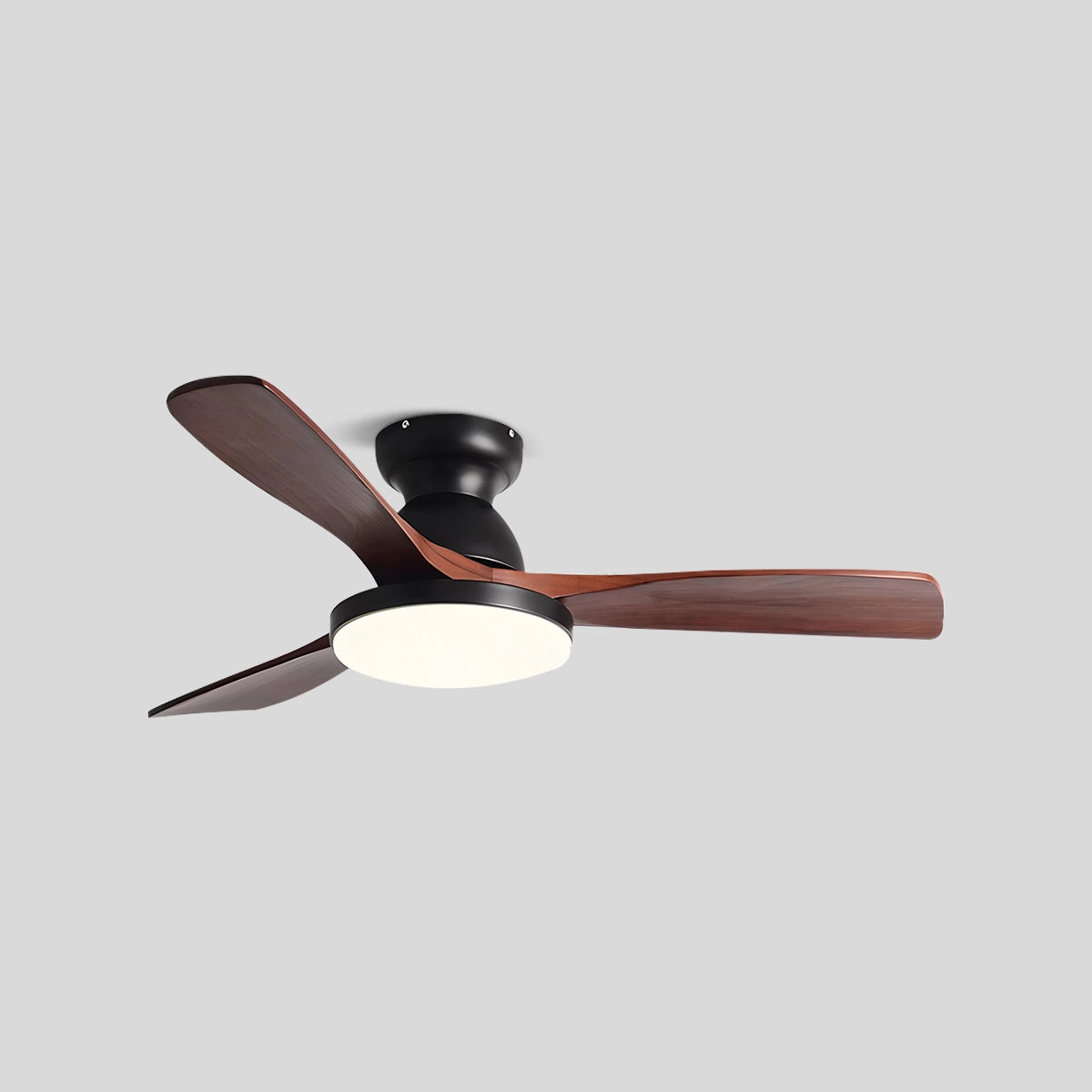 Antizer Vintage 3-leaf Wood Ceiling Fan Lamp Black+Redwood