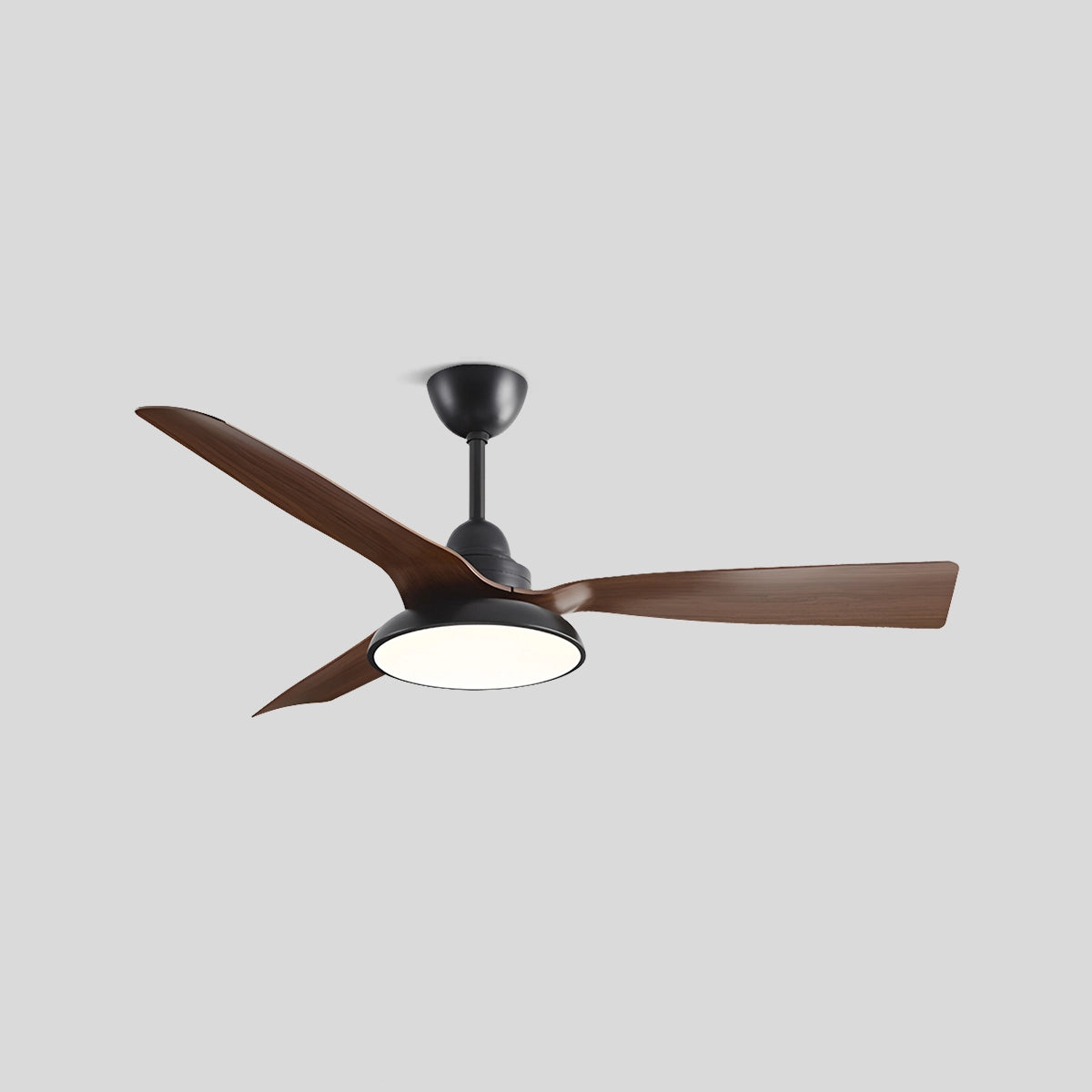 Antizer American Retro Ceiling Fan With Light Black+Walnut Wood Dia 132cm / 52"