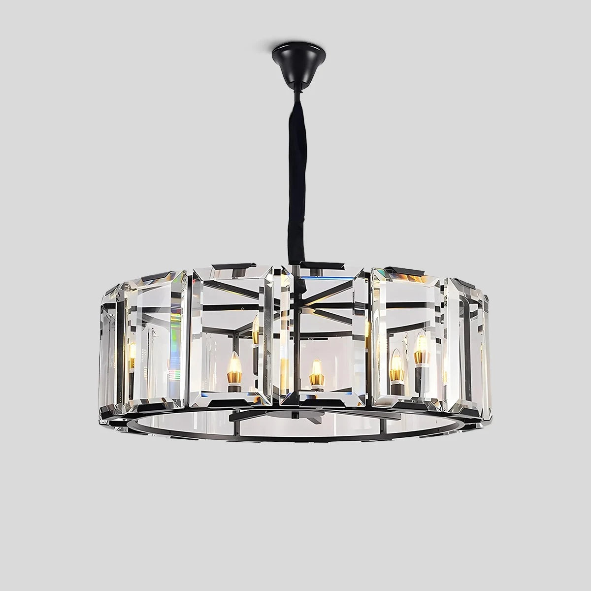 Antizer Circular Glass Chandelier for Dining Room Black