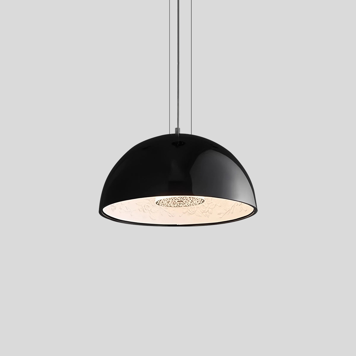 Antizer Italian Semi-Circular Gypsum Relief Pendant Light Black Warm Light