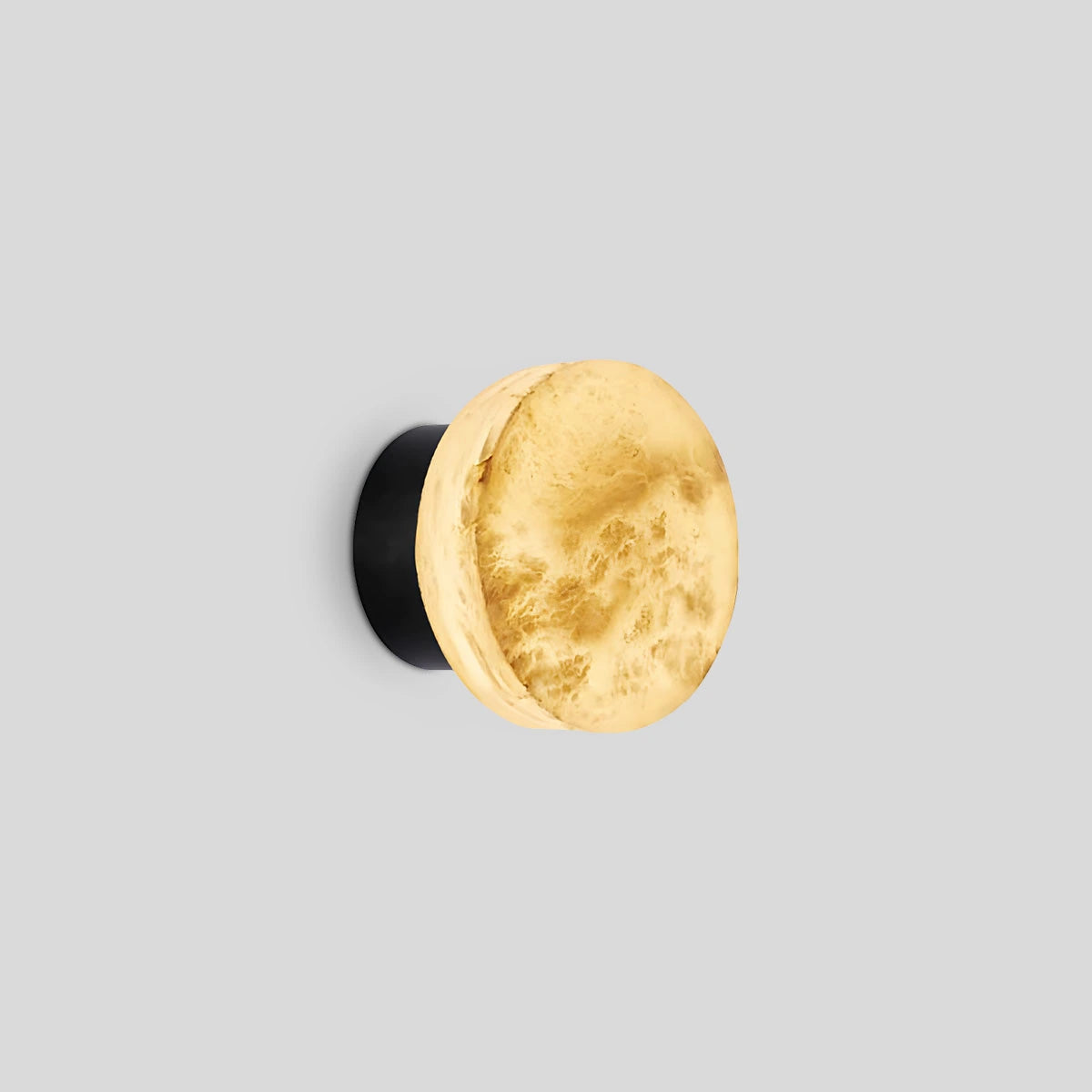 Antizer Simple Round Spanish Alabaster Wall Light for Hallway Black