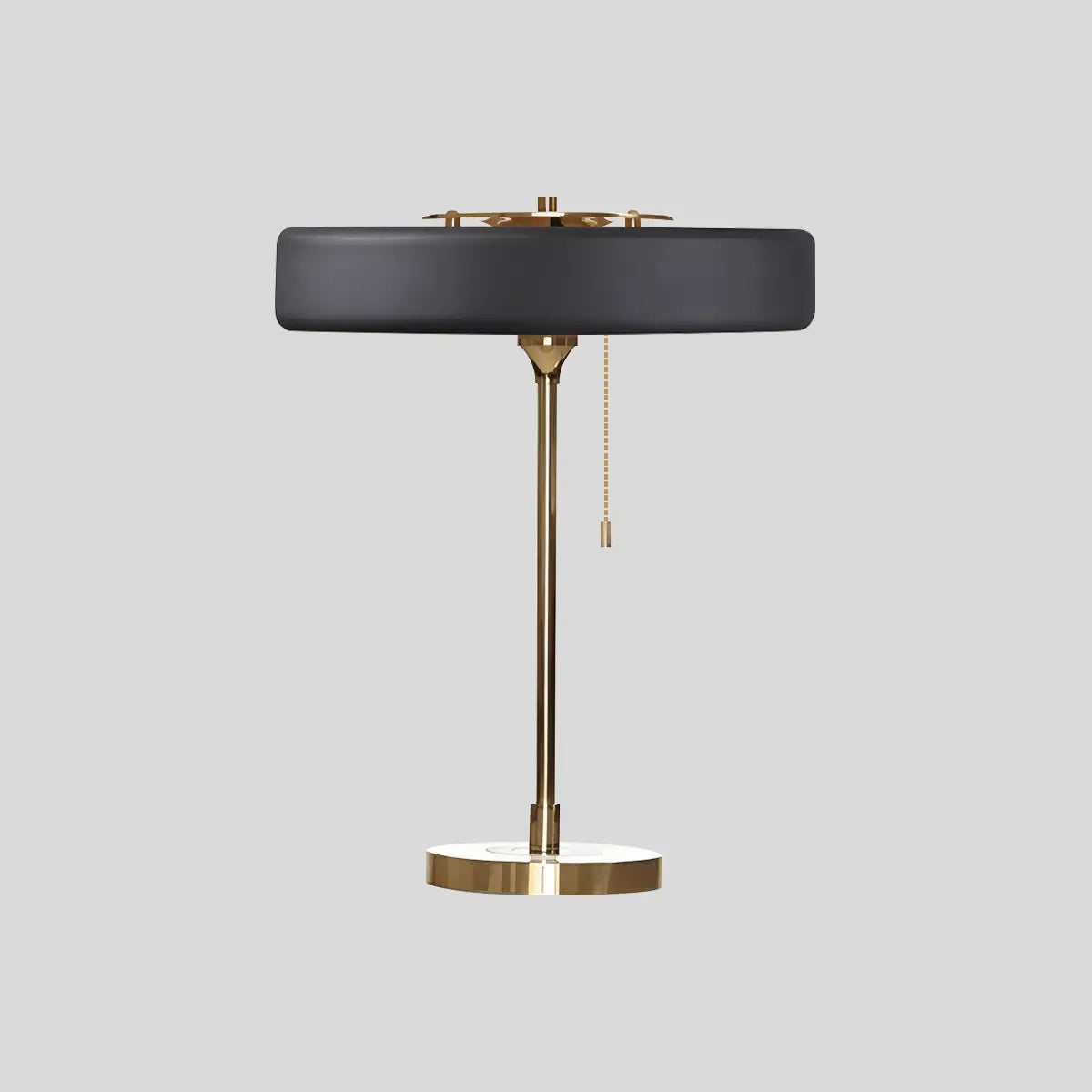 Antizer Mid-Century Round Table Lamp with Pull Chain Black D35cm x H42cm / ∅13.78" x H16.54"