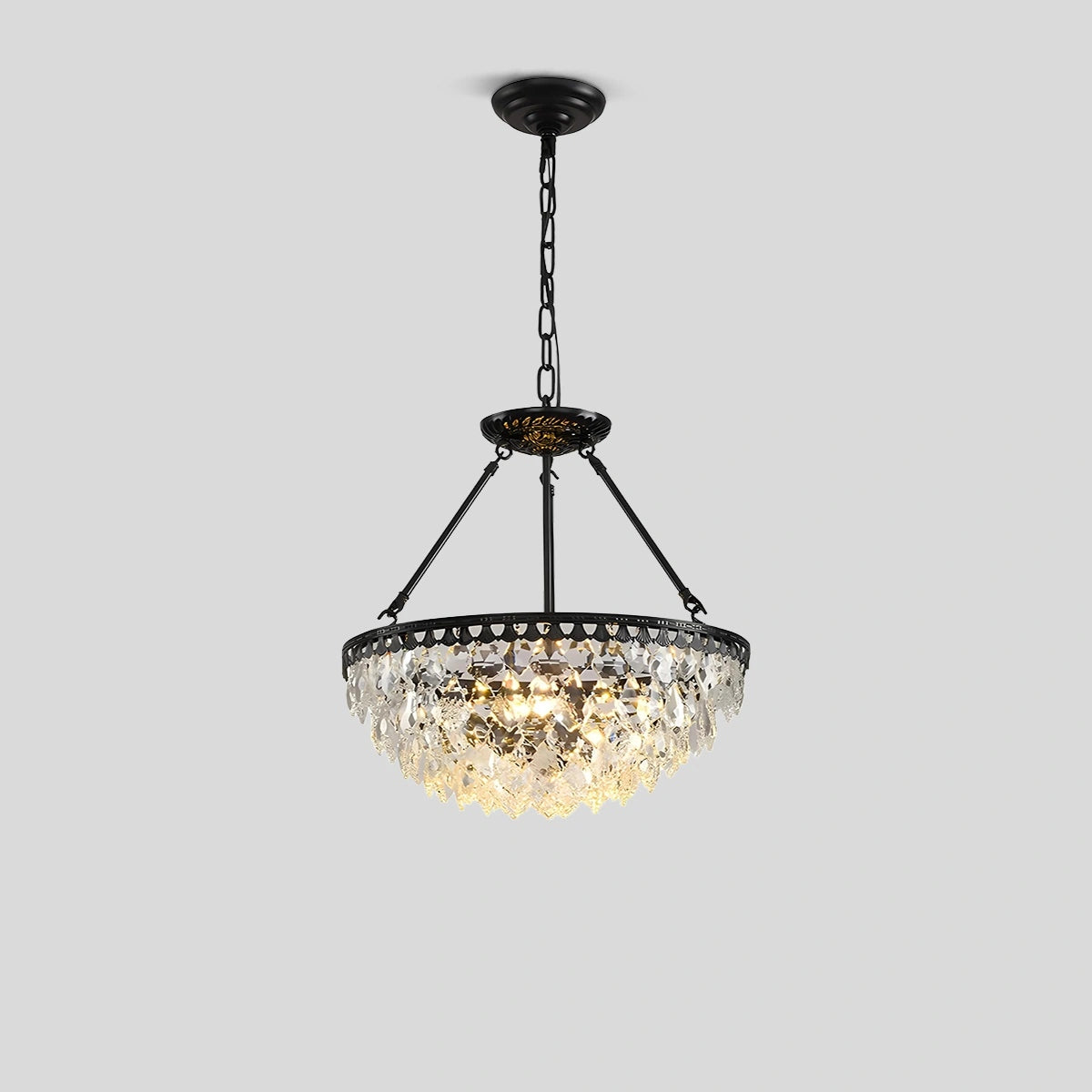 Antizer Crown Crystal Led Chandelier Black