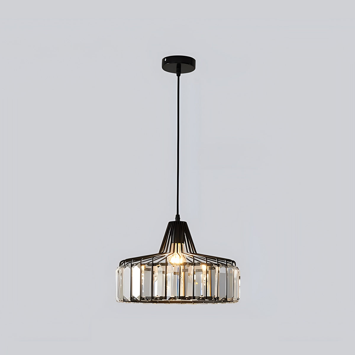 Antizer Modern Iron Art Glass Pendant Lamp for Kitchen Black