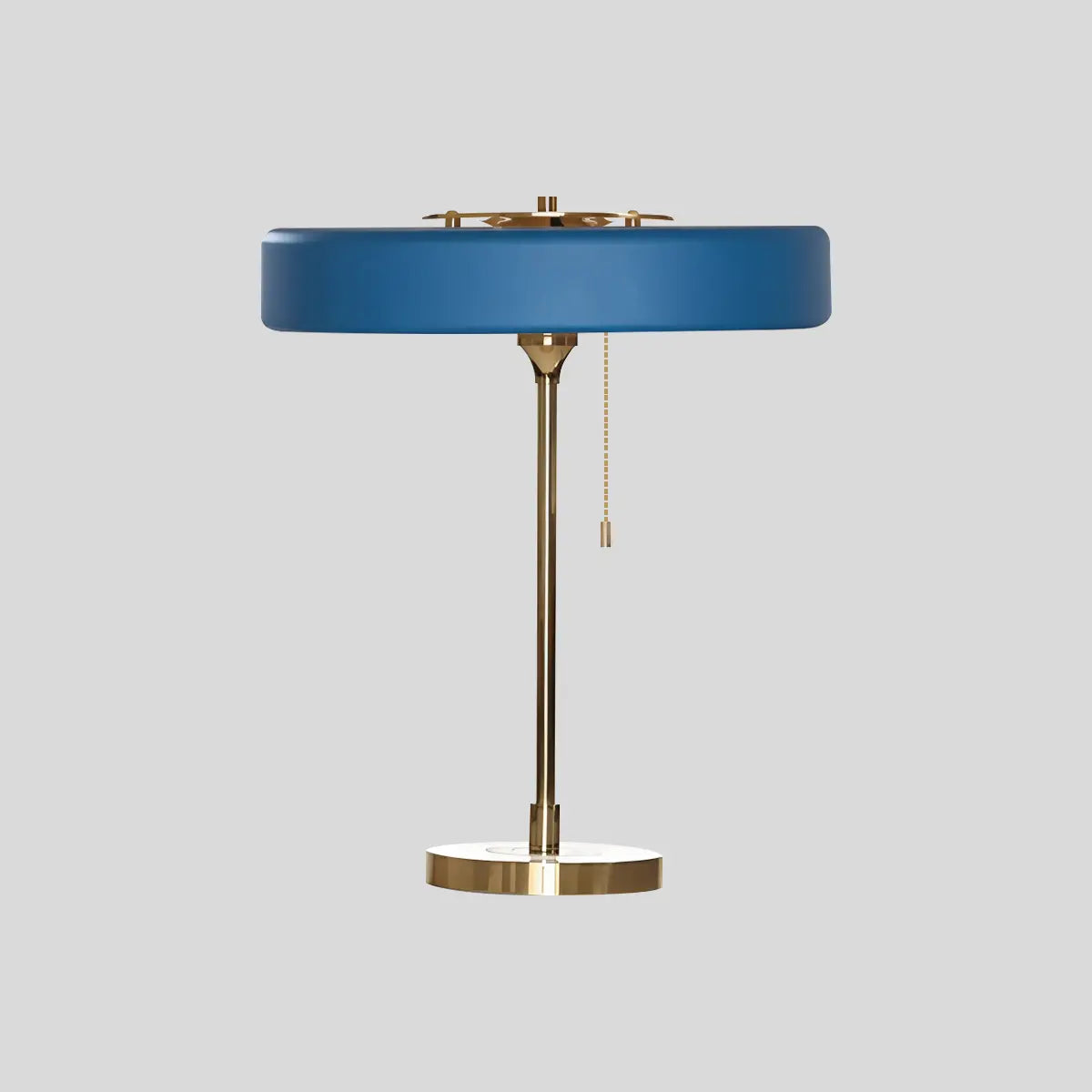 Antizer Mid-Century Round Table Lamp with Pull Chain Blue D35cm x H42cm / ∅13.78" x H16.54"