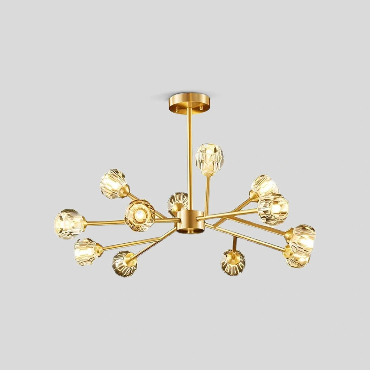 Antizer Crystal Ball Round Cluster Chandelier Polished Brass & Clear 12heads ∅  34.6" x H 17.7" / Dia 88cm x H 45cm 11cm