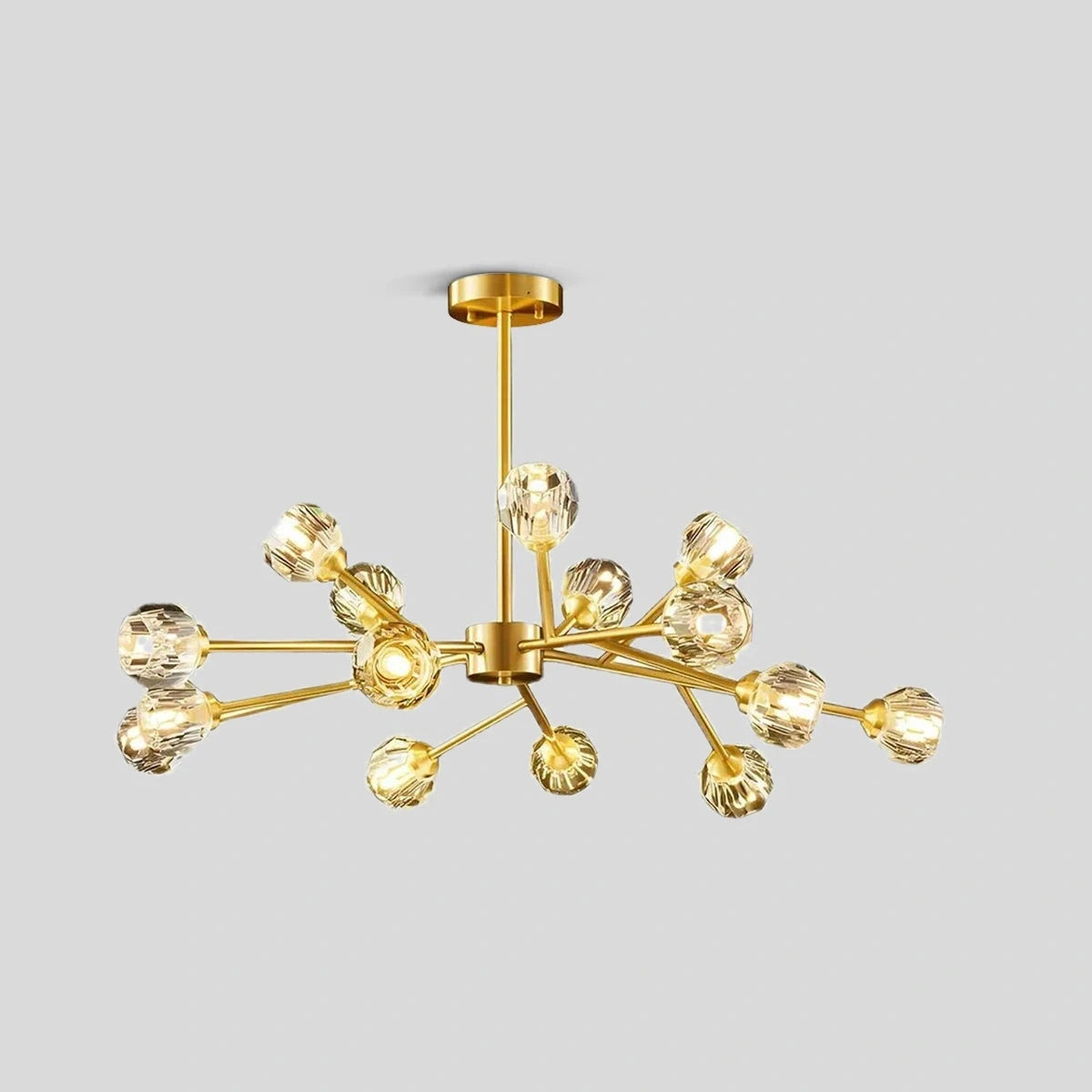 Antizer Crystal Ball Round Cluster Chandelier Polished Brass & Clear 15heads ∅ 38.5" x H 17.7" / Dia 98cm x H 45cm 11cm/