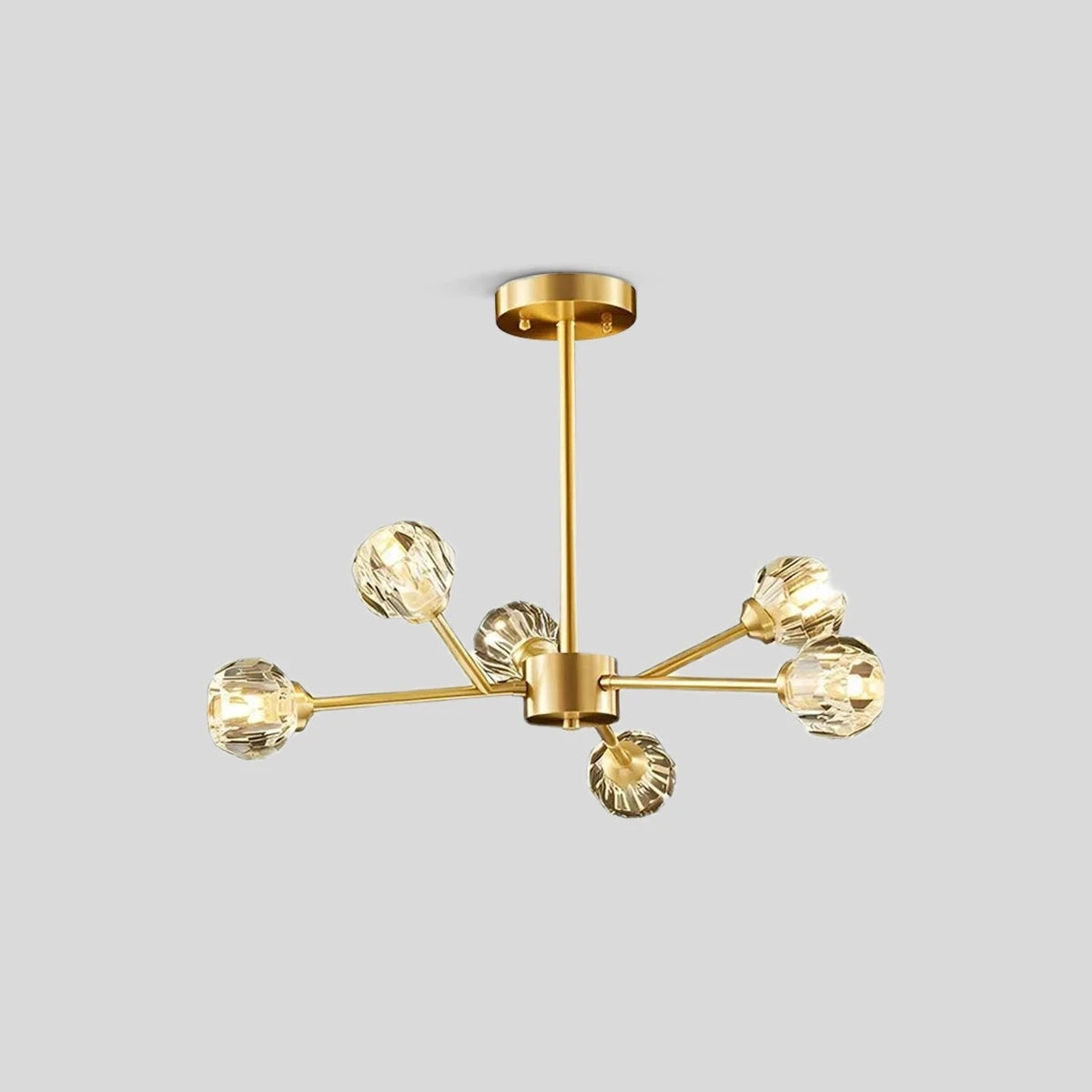 Antizer Crystal Ball Round Cluster Chandelier Polished Brass & Clear 6heads ∅ 25″ x H 17.7″ / Dia 64cm x H 45cm 11cm/ 4.