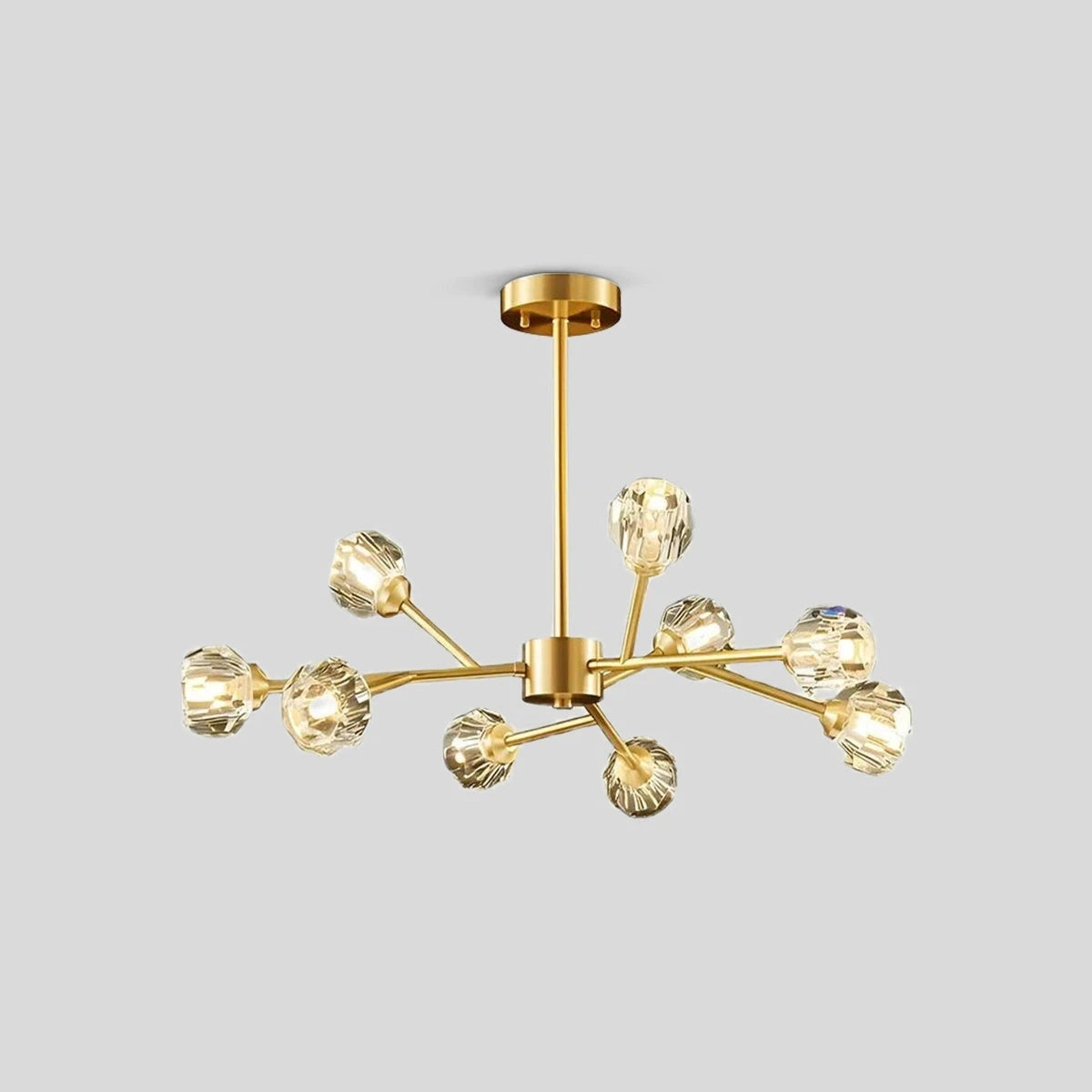 Antizer Crystal Ball Round Cluster Chandelier Polished Brass & Clear 9heads ∅ 30.7" x H 17.7" / Dia 78cm x H 45cm 11cm/ 