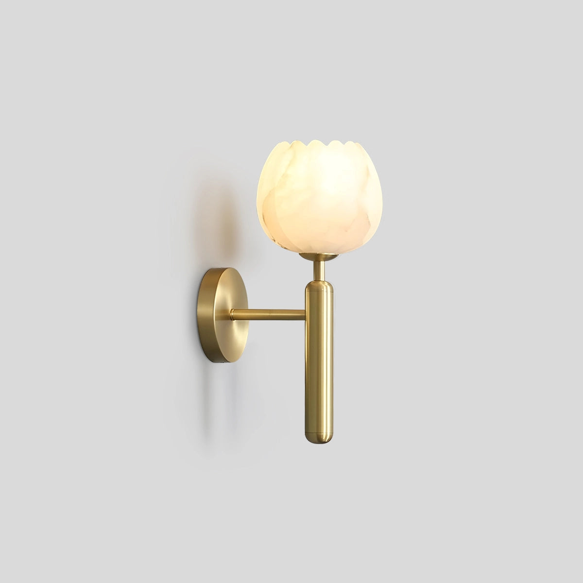 Antizer Creative Flower Shaped Alabaster Wall Lamp Brass Warm Light