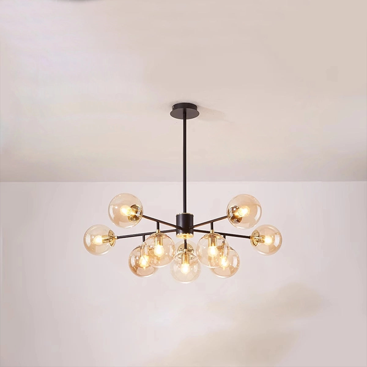 Antizer Camilla Glass Chandelier for Living Room C-Black Body-Cognac