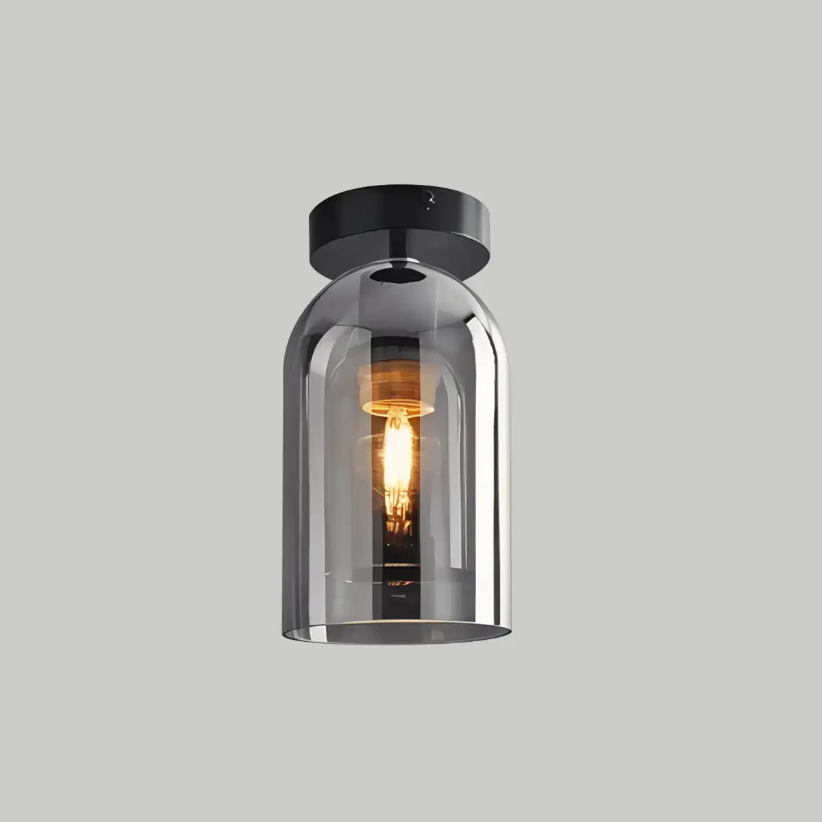 Antizer Vintage Glass Semi-Flush Ceiling Light for Entryway Black Style C