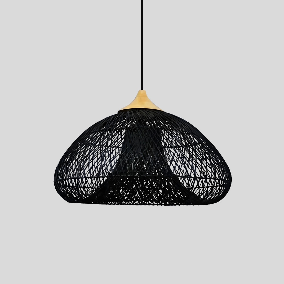 Antizer Rattan Lantern Pendant Light for Dining Room Black
