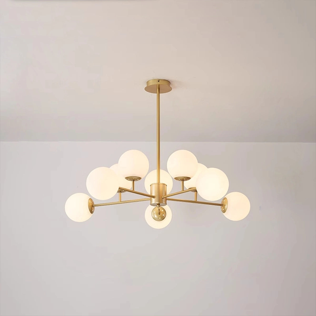 Antizer Camilla Glass Chandelier for Living Room C-Gold Body- Milky White