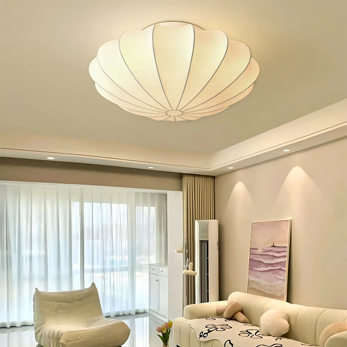 Antizer Modern Silk Lantern Ceiling Light for Bedroom