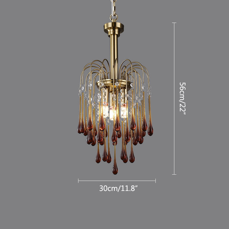 Antizer French Retro Water Drop Glass Chandelier