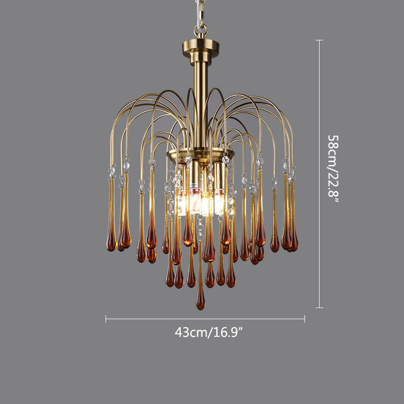 Antizer French Retro Water Drop Glass Chandelier