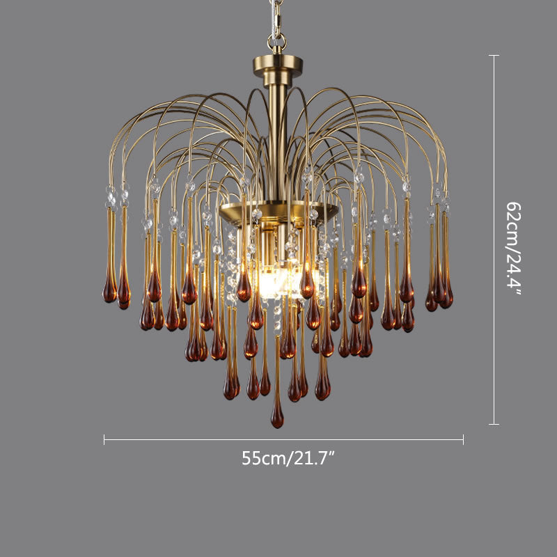 Antizer French Retro Water Drop Glass Chandelier