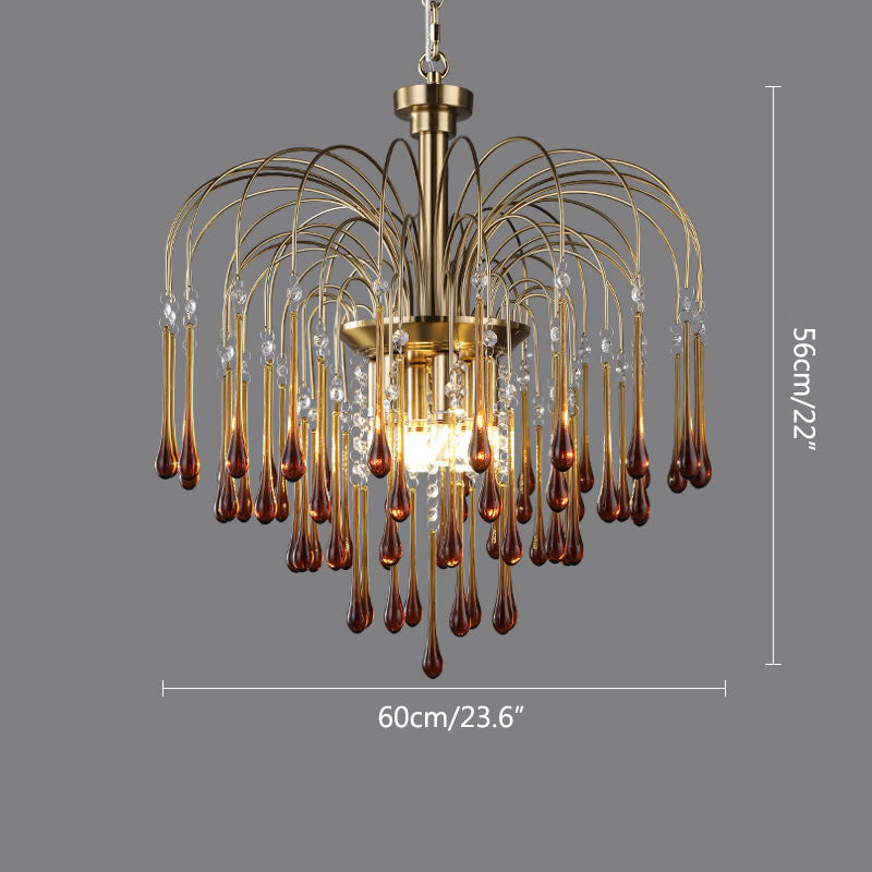 Antizer French Retro Water Drop Glass Chandelier