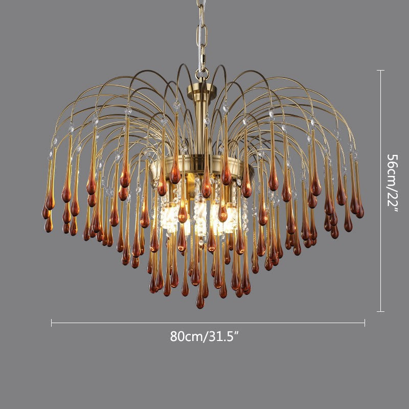 Antizer French Retro Water Drop Glass Chandelier