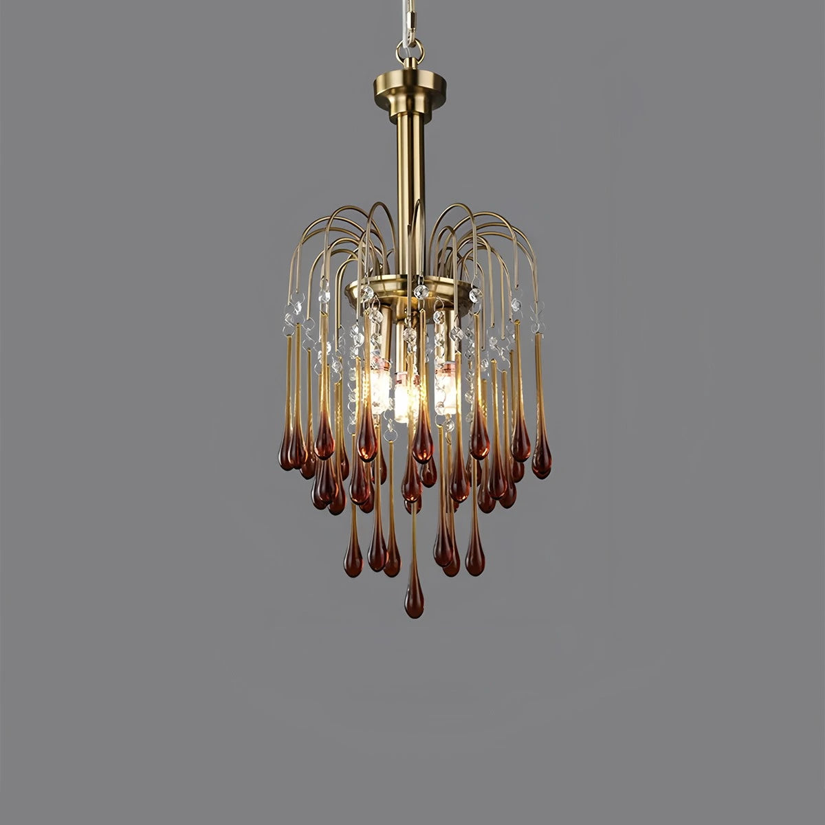 Antizer French Retro Water Drop Glass Chandelier Caramel ∅11.8″x H 22" / Dia 30cm x H 56cm