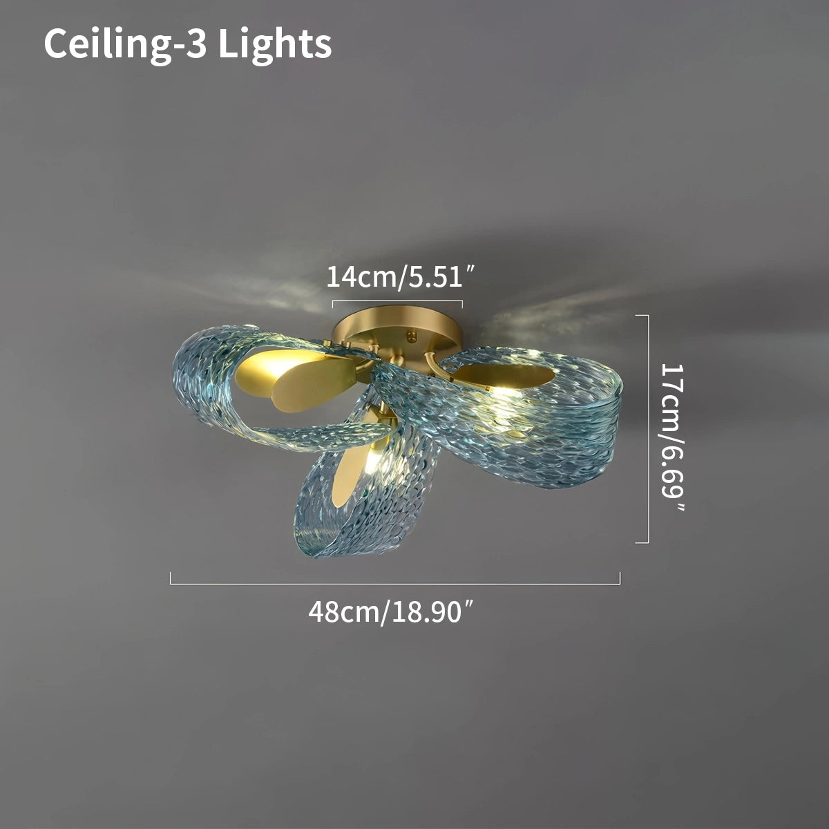 modern blue art glass ceiling light size