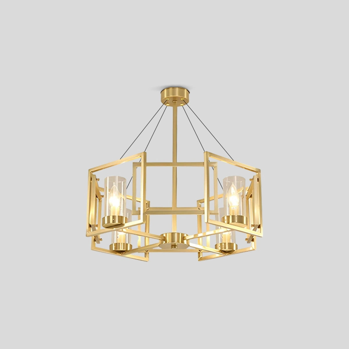 Antizer Modern Luxury All Copper Chandelier Ceiling-4 Heads Warm Light