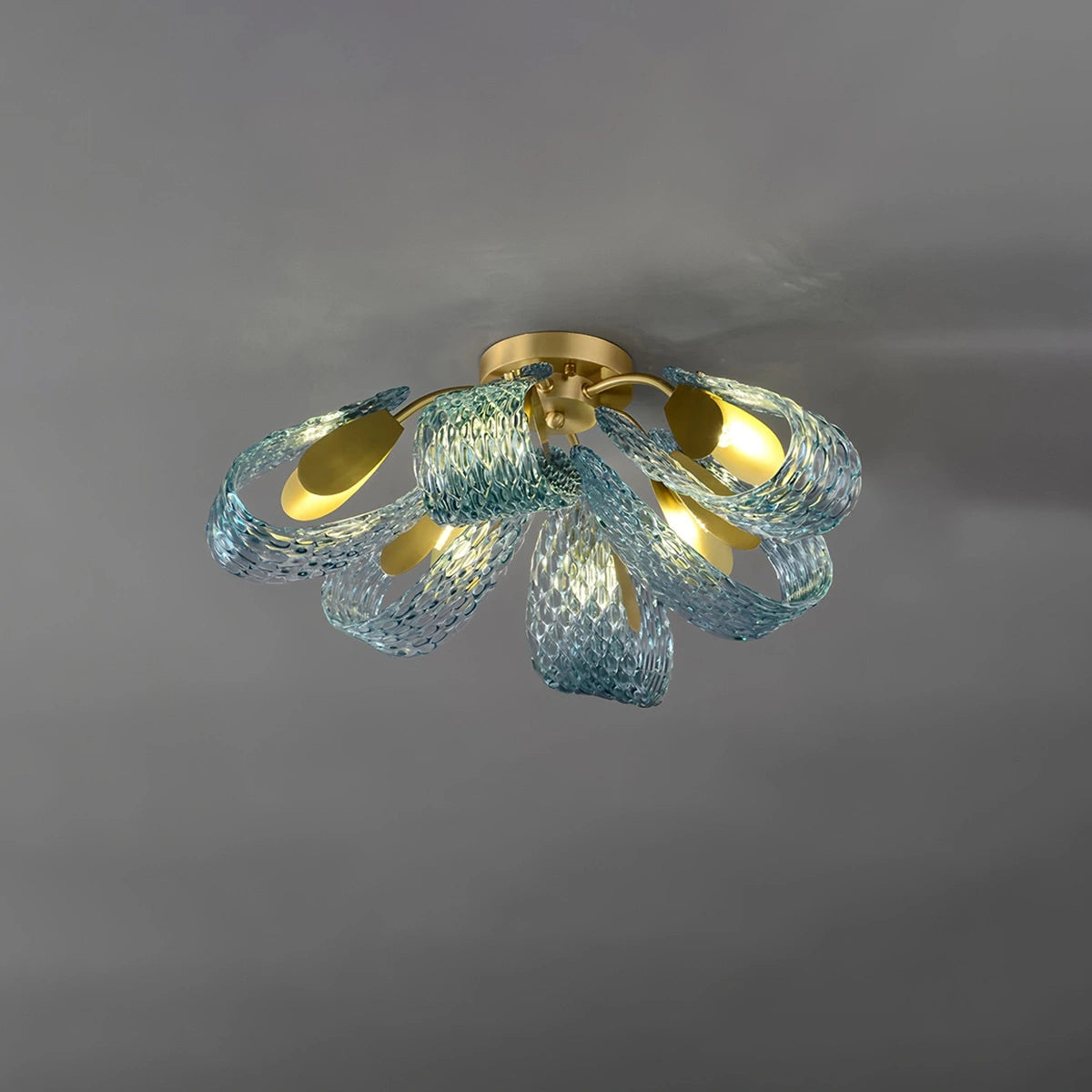 blue art glass chandelier